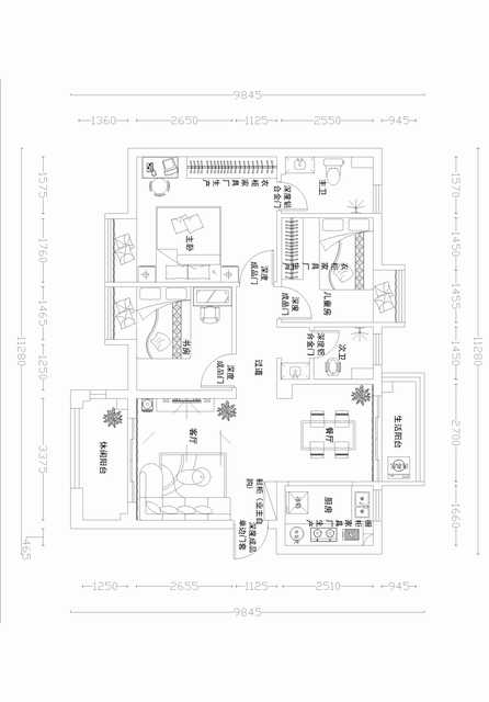 欽州欽城一品97㎡現(xiàn)代簡(jiǎn)約裝修效果圖案例